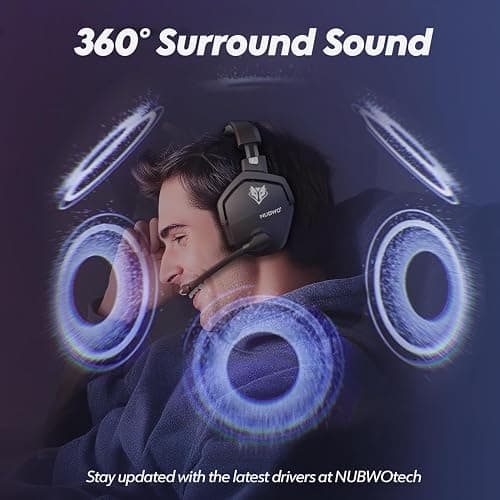 NUBWO Wireless Gaming Headset with Mic for Ps5 Ps4 PC, Zero Interference, 100-Hour Battery All-Day Play, 23ms Sync​ for Gamers, Triple Mode All Devices Compatible - Gray thumbnail 4