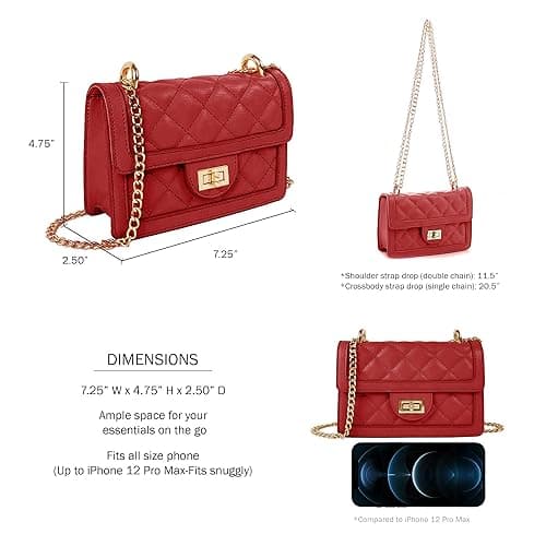 SG SUGU Small Quilted Crossbody Bag, Trendy Designer Mini Shoulder Bag, Phone Wallet Purse for Women - Red thumbnail 3