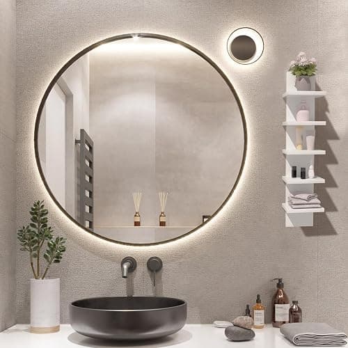 Bloddream 5 Tier Wall Shelves White, Vertical Column Shelf Floating Storage Home Decor Organizer Tall Tower Design Utility Shelving Bedroom Living Room, 30.7, 31 thumbnail 5