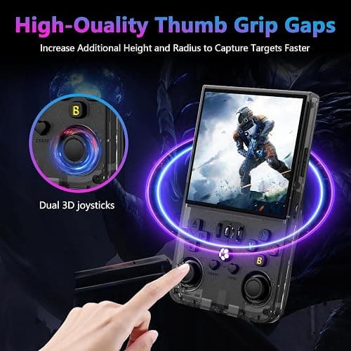 R36MAX Retro Handheld Game Console, 4.0 Inch 720x720 IPS Screen, 64GB Built-in 18,000+ Classic Game, Portable Hand Held Open Source Linux System, 4000mAh Battery Retro Gaming Console(Black 64GB) thumbnail 4
