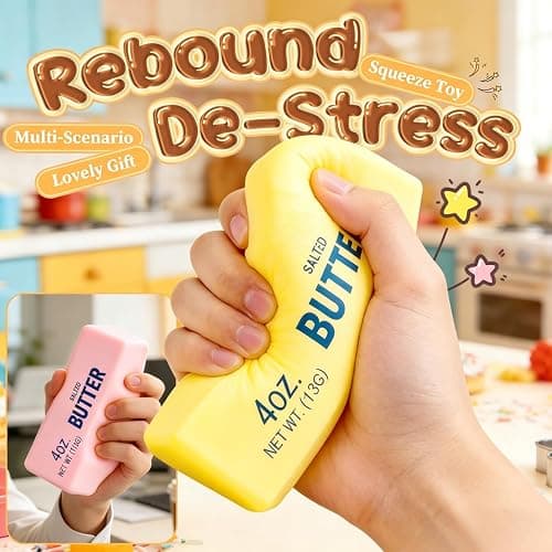 2Pcs Butter Toy, Slow Rebound Butter Stick Block Stress Relief Sensory Decompression Fidget Toys for Kids Adults Office Home thumbnail 3