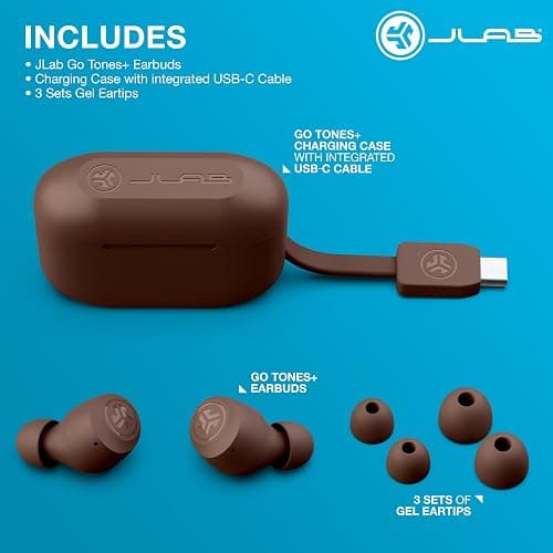 JLab Go Air Tones+ True Wireless Earbuds Designed with Auto On and Connect, Touch Controls, 32+ Hours Bluetooth Playtime, EQ3 Sound, and Dual Connect, Natural Earthtone Color (4625 W) thumbnail 7