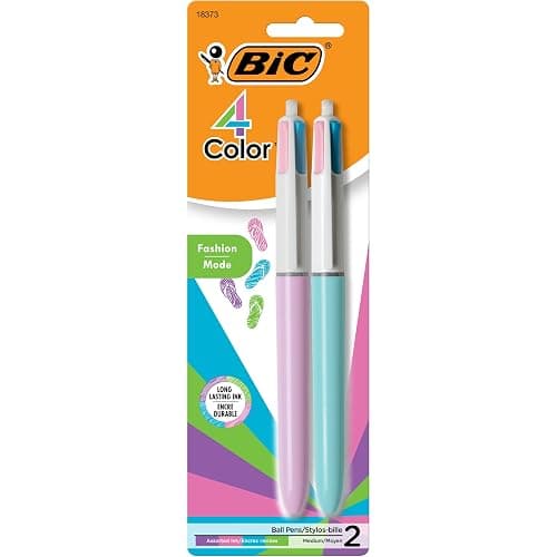 BIC 4-Color Fashion Retractable Ball Pens, Medium Point Multicolor Pen (1.0 mm), 2-Count Pack, Retractable Ball Pen With Long-Lasting Ink thumbnail 3