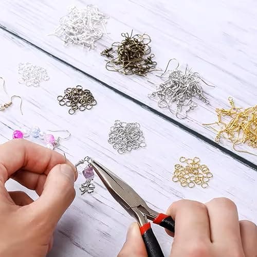 Hypoallergenic Earring Hooks, Ear Wires Fish Hooks, 600 Pcs Gold Earing Making Supplies Kit with Earring Backs and Jump Rings for DIY Jewelry Making (Gold) thumbnail 6