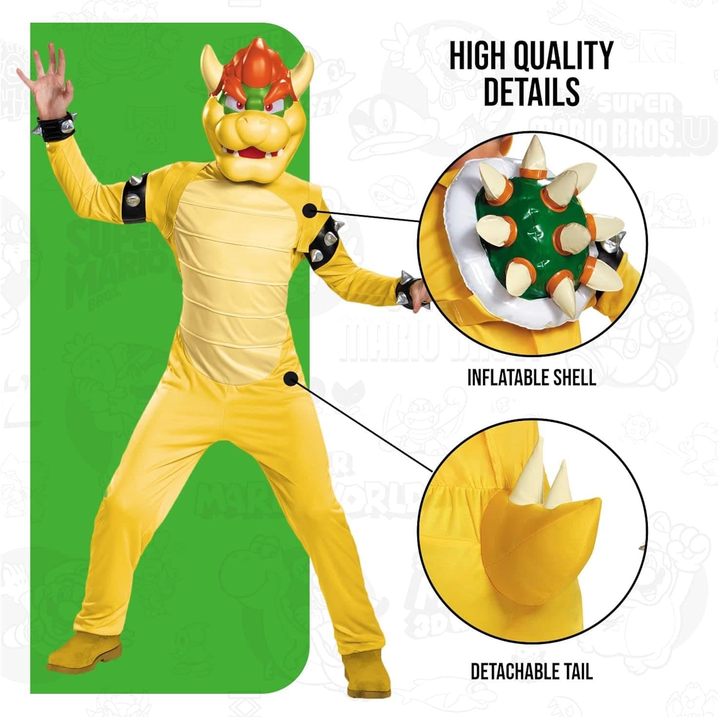 Disguise Bowser Costume for Kids, Official Nintendo Super Mario Bros Bowser Outfit thumbnail 5