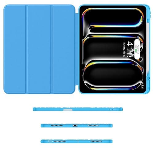 Soke Case for New iPad Pro 13 Inch (M5/M4, 2025/2024 Release), with Pencil Holder Trifold Stand Shockproof [Support Apple Pencil Charging + Auto Wake/Sleep], Soft TPU Back Cover, Book Blue thumbnail 3