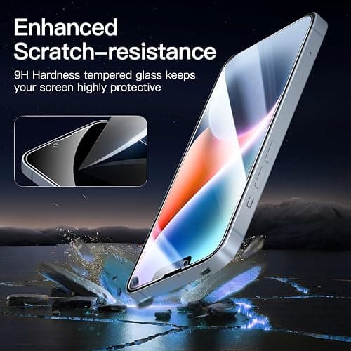 NEW'C 3 Pack Privacy for iPhone 16e, iPhone 14, 13, 13 Pro Screen Protector (6.1 inches), Anti-Spy Tempered Glass Film, Balanced 28-Degree Privacy Angle - Easy installation tool included thumbnail 6