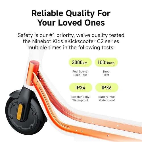 Segway Ninebot eKickScooter - Electric Scooter for Kids 6-14, w/t Adjustable Handlebar Height (Only C2 Pro) for Riders up to 132 lbs, Includes New Cruise Mode, UL-2272 Certified thumbnail 10