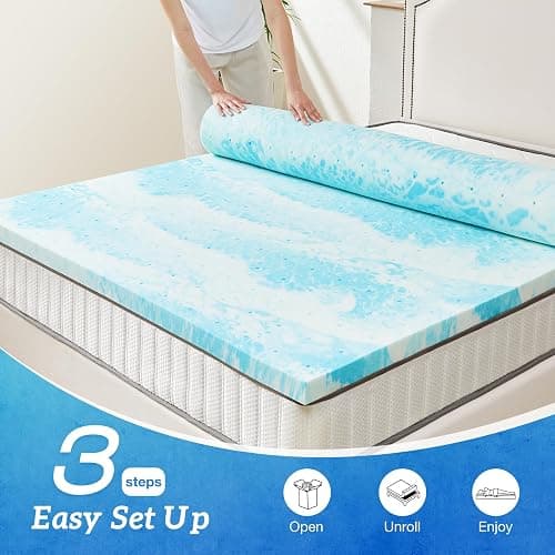 Sweetcrispy Memory Foam Mattress Topper Twin XL, 3 Inch Thick Gel Infused Cooling Toppers Pad for Twin XL Size Bed, Sleeper Sofa, RV, Camper, CertiPUR US Certified, Ventilated and Breathable - Image 1