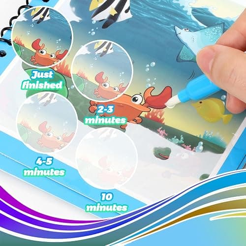 CMTOOP 4 Pack Reusable Water Coloring Books for Toddlers, Paint with Water Books,Mess-Free Coloring Book, Portable Educational Doodle Drawing Toy, Improving Children's Imagination, Color Perception thumbnail 6