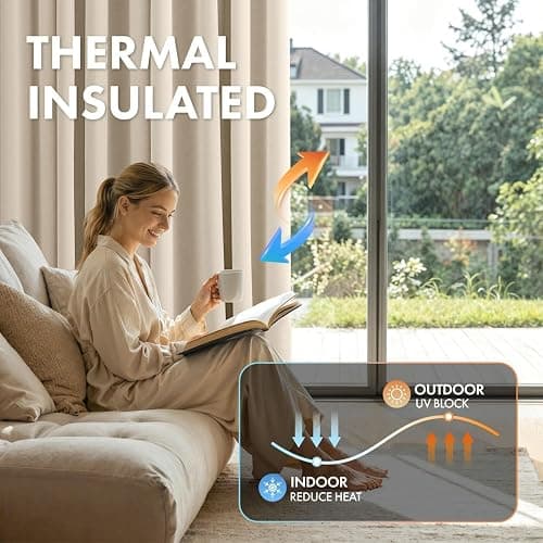MIULEE Cream Beige Pinch Pleat Blackout Curtains 40x96 Inch Length 2 Panels | Back Tab Rod Pocket Pleated, Thermal Insulated, Floor to Ceiling Curtain for Bedroom, Living Room Darkening Extra Long Drapes thumbnail 4
