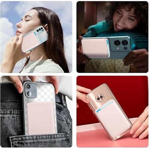 LYQNIHOB 1 Stk, Magnetic Wallet für Handy, Magnetisches Handy Wallet aus veganem Leder, mit rutschfestem Silikon und magnetischem Kartenhalter, RFID-Schutz, Magnetische Geldbörse für iPhone, Graurosa thumbnail 6