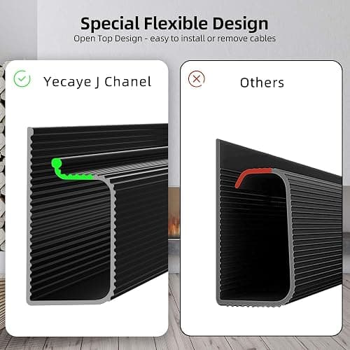 YECAYE 94.2in Cable Management, Cord Organizer, Adhesive Mount Under Desk Cord Hider, Cable Hider, No-Drill Wire Organizer for Home Office Desk Organization, Baby proofing, Black thumbnail 5