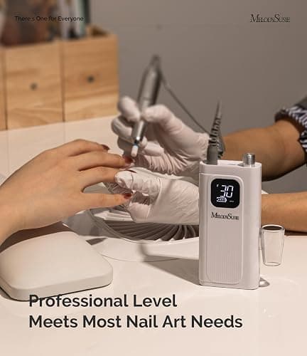 MelodySusie Entry-Level Clip-On Rechargeable Essential Nail Drill, SC300F 30000RPM E-File with LCD Display for All Manicure Shaping & Gel Removal, Ideal for Training,Nail Art Practice & Home Use,White thumbnail 5