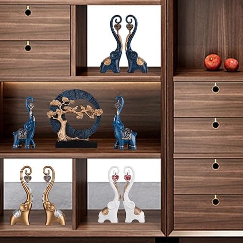 Blue Elephant Statue 2 Piece Set, Blue Home Decor, Love Elephant Statue Home Decor, Elephant Gifts for Women, Office, Shelf, Home Living Room Decor thumbnail 9
