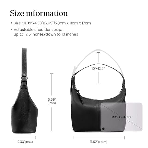 befen Genuine Leather Slouchy Hobo Bags for Women, Ultra Lightweight Leather Purses Shoulder Handbags Satchel for Work Casual thumbnail 5