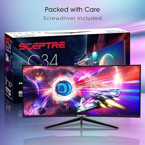 Sceptre 34-Inch Curved Ultrawide WQHD Monitor (3440 × 1440), R1500, up to 180Hz/165Hz, DisplayPort x2, 99% sRGB, 1ms, Built-in Speakers, Machine Black, 2025 (C345B-QUT168) thumbnail 5