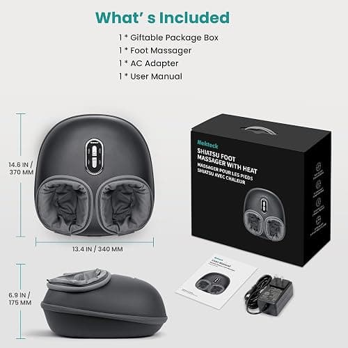 Nekteck Shiatsu Foot Massager with Heat, FSA Eligible Deep Kneading Therapy Air Compression, HSA Feet Massage Improve Blood Circulation Foot Wellness Soothing Pain Relief, Relax for Home Office Use thumbnail 8