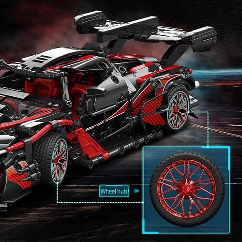 APAWR Adults Challenging Racing Car Building Blocks Kit，1:14 1391 Pieces Car Model Building Set DIY Toys for Boys Age 12 13 14 15 16 thumbnail 8