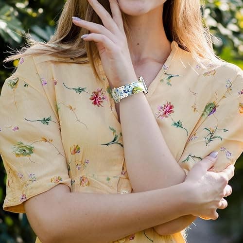 Floral Band Compatible with Apple Watch Band 38mm 40mm 41mm 42mm 44mm 45mm 46mm 49mm Women, Cute Flower Print Pattern Soft Lace Silicone Strap for iWatch Band Series Ultra 10 9 8 7 SE 6 5 4 3 2 1 thumbnail 7