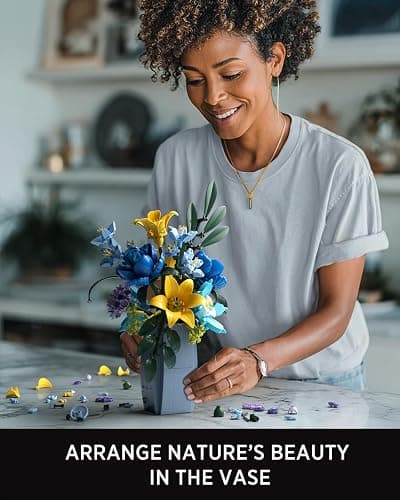 Nifeliz Wildflower Bouquet with Vase Model Toy, Botanical Building Set for Adults, Flower Arrangement for Home or Office Decor, Nature-Inspired Gift for Floral Enthusiasts (902 PCS, NF10337) thumbnail 2
