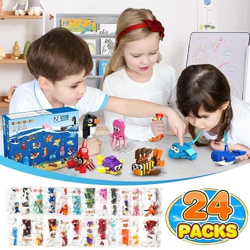 24 Pack Party Favors for Kids Ocean Building Set for Boys Girls Age 6-12 | 629 PCS Mini Building Block Toy for Party Favors, Goodie Bag Fillers Classroom Prizes Birthday Back to school Valentines Day thumbnail 4