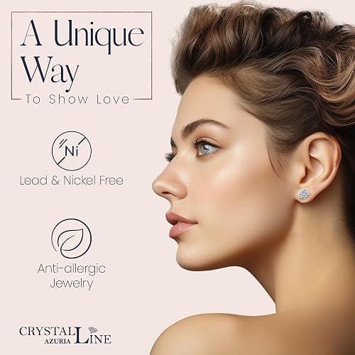 Crystalline Azuria 925 Sterling Silver Woman Earrings with Box Disco Ball White Crystals Dangle Hook Stud Earrings for Women thumbnail 3