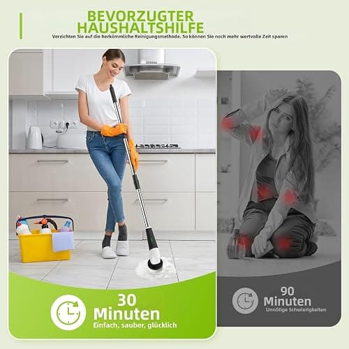 YKYI Elektrischer Reinigungsbürste,Spin Scrubber mit 8 Austauschbaren Bürstenköpfen,IPX7 wasserdichter,Schrubber für Badezimmer,Boden,Küche thumbnail 5