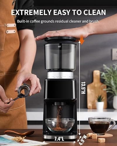 SHARDOR Conical Burr Espresso Coffee Grinder Electric with Precision Timer 2.0, Touchscreen Adjustable Burr Mill with 51 Precise Settings for Home Use, Anti-static, Stainless Steel thumbnail 3
