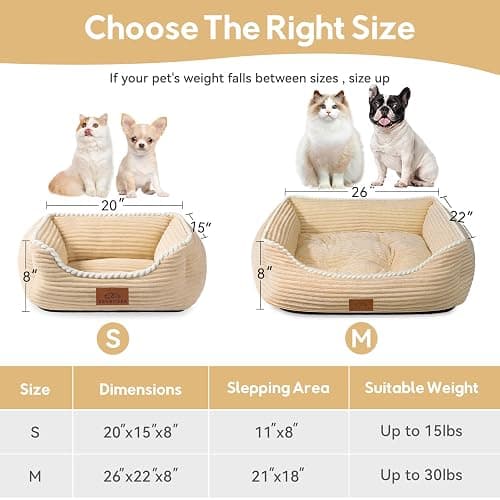Zerbuger Rectangle Cat Dog Bed for Large Medium Small Pets Indoor Outdoor Machine Washable Sleeping Sofa Non-Slip Bottom Soft Puppy Bed Durable Orthopedic Calming Pet Cuddler (Small, Coffee) thumbnail 2