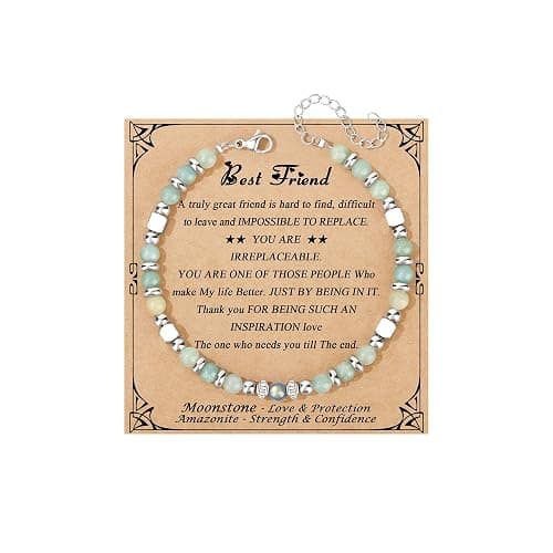 𝗚𝗶𝗳𝘁𝘀 𝗳𝗼𝗿 𝗪𝗼𝗺𝗲𝗻 𝗠𝗼𝗼𝗻𝘀𝘁𝗼𝗻𝗲 𝗕𝗿𝗮𝗰𝗲𝗹𝗲𝘁 Amazonite Colorful Imperial Jasper Stainless Steel Beads Bracelets, Graduation Mothers Day Christmas Birthday Gifts for Her Women - Image 1