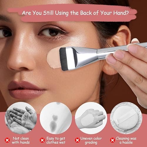 Makeup Mixing Palette Korean Set with Foundation Brush and Spatula, Professional Stainless Steel Heart Makeup Palette Reusable Beauty Tools for Facial Cosmetic,Nail Art,Pigment Blending thumbnail 6