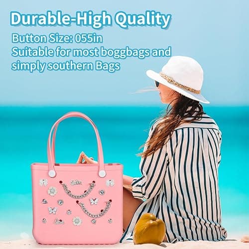 20 Pcs Beach Charms for Bogg Bag DIY Accessories Butterfly Flower Silver Chain Charm Cute Decoration Bag Charms for Bogg Bags Rubber Tote Beach Bags for Women thumbnail 4