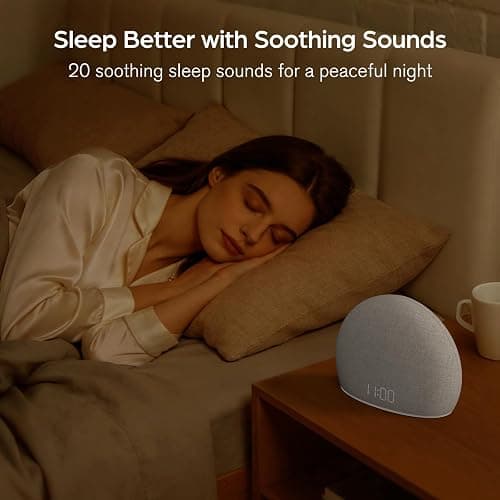 HOUSBAY Sunrise Alarm Clock with White Noise Sound Machine – Wake-Up Light for Bedroom, 5 Gentle Alarm Sounds, 20 Soothing Sleep Sounds, Dimmable Display, Phone-Free Bedside Clock thumbnail 5