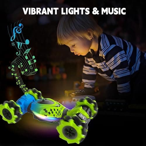 UDKIC Remote Control Car - RC Drift Car Toys for Boys 4-7 8-12, 4WD Gesture Sensing RC Stunt Cars for Kids 6 7 8 9 10 Year Old Boy Birthday Gift (Green) - Green thumbnail 8