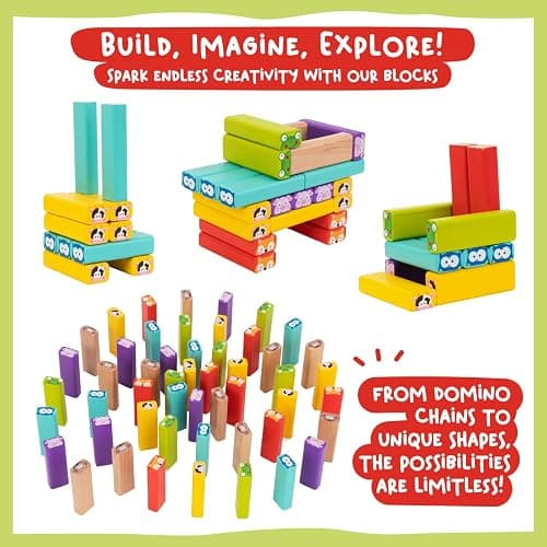 Nene Toys Wooden Tumble Tower Game with Animals & Colors, 4-in-1 Educational Family Board Game for Kids Ages 3-9, Creativity & Cognitive Skills Booster - Gift for Boys Girls 3+ Years thumbnail 5