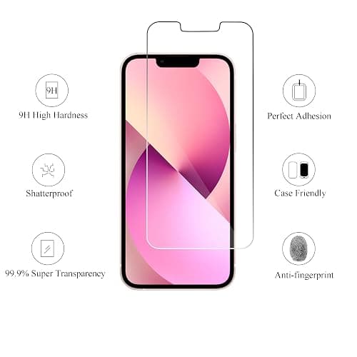 Ailun 2 Pack Screen Protector for iPhone 13 [6.1 inch Display] with 2 Pack Tempered Glass Camera Lens Protector,[9H Hardness]-HD thumbnail 2