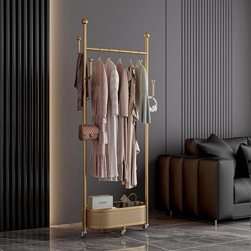 Multifunctional coat rack with storage basket 360° movable rotation｜Bedroom and living room storage artifact｜Hanging clothes/hats/bags/scarves｜Space-saving and stylish home｜Home essential thumbnail 2