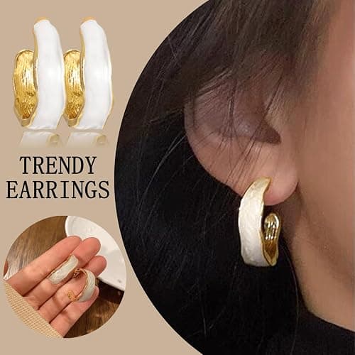 45 Pairs Gold hoop Earring Set for Women, Fashion Stud Pearl Earrings Multipack, Hypoallergenic Twisted Heart Earring Pack, Gold Hoops Earrings for Party Jewelry with Gift Bag thumbnail 7