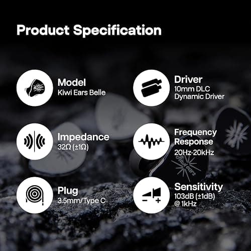 Linsoul Kiwi Ears Belle 10mm DLC Dynamic Driver in-Ear Monitor, HiFi Wired Earbuds with Dual Silver-Plated Cables, Professional IEM for Stage Performance/Gaming/Music Production (Without MIC, Silver) thumbnail 8
