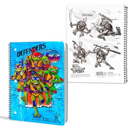 Teenage Mutant Ninja Turtles School Supplies Set - Bundle with 2 Spiral Notebooks, 2 Portfolio Folders, Stickers, More | TMNT School Supplies Set for Boys, Girls, Kids thumbnail 3