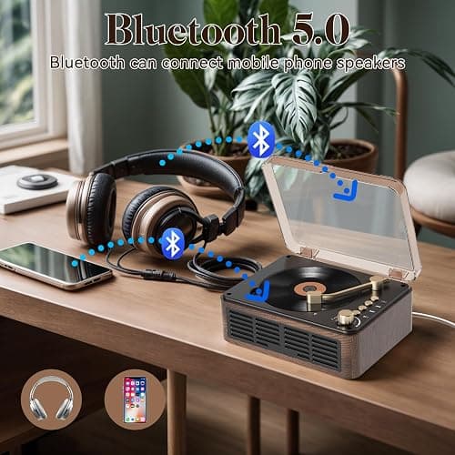 Gueray CD Player with Speakers HiFi Stereo Sound for Home,Bluetooth Retro Wood CD Music Players FM Radio with Remote Control,Support USB & AUX Playback thumbnail 3