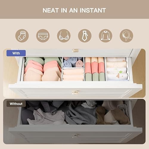 Criusia Drawer Organizer Clothes, 21 Pack Dresser Organizer for Baby Clothes, Underwear, Sock- Foldable Closet Organization and Storage Dividers Bins for Nursery, Bedroom (White) thumbnail 4