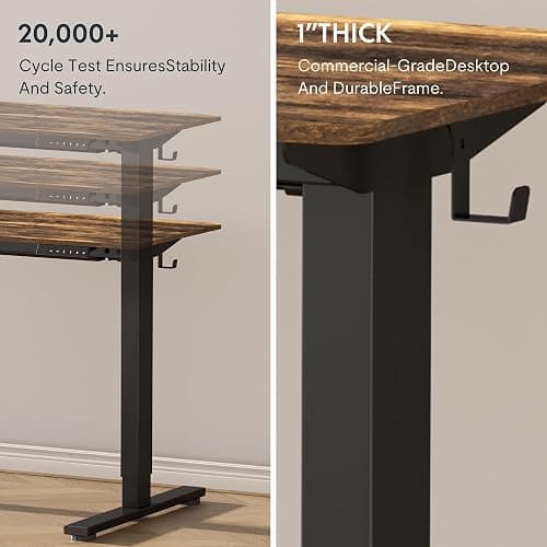 FLEXISPOT One-Piece Standing Desk 48"x24"  Rustic Brown thumbnail 6