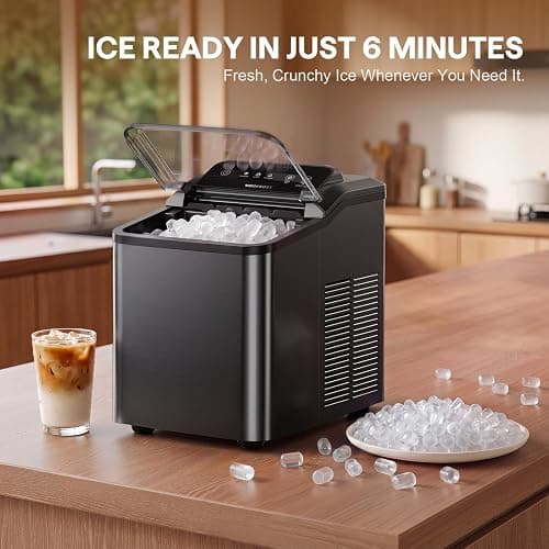 Nugget Ice Maker Countertop, Soft Chewable Pellet Ice, 35lbs/Day | Stainless Steel Ice Maker Ready in 6 Mins with Touch Screen, Auto Ice Drop, Self-Cleaning, Scoop Included for Kitchen Office thumbnail 2