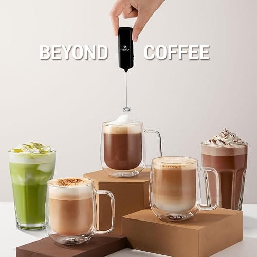 Mini & Mighty Milk Frother Wand – Powerful Handheld Coffee Frother, Battery Operated Drink Mixer – Compact Pocket Size – Detachable Whisk for Latte, Cappuccino, Matcha, Hot Chocolate – Black thumbnail 2
