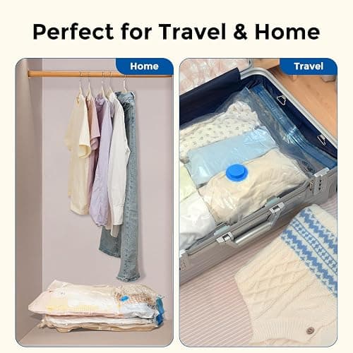ETENWOLF 20 Pack Vacuum Storage Bags with Rechargeable Wireless Pump, Vacuum Seal Bags for Clothes and Travel, Space Saver Bags in Multiple Carry-On Sizes, Perfect for Luggage and Suitcases thumbnail 7