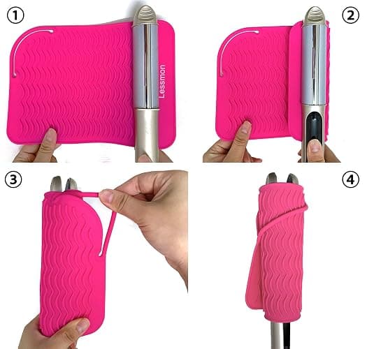Large Heat Resistant Mat for Curling Irons, Hair Straightener, Flat Irons and Hair Styling Tools 11" x 7.5", Pink thumbnail 3