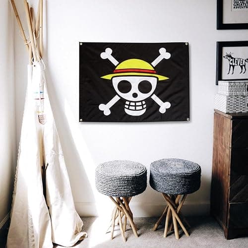 For One Piece Animation For Halloween Decoration One Piece Luffy's Straw Hat Pirate Flag Multi-colored, 5FT*3FT thumbnail 2