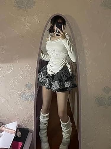 Erqiroc 2 Piece Sets for Women Corduroy Mini Skirt and Off The Shoulder Top Lolita Set Kawaii Top Cutocore thumbnail 2